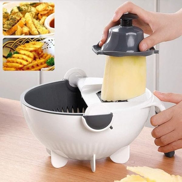 Multifunctional Rotate Vegetable Slicer with Basket (9 in 1)